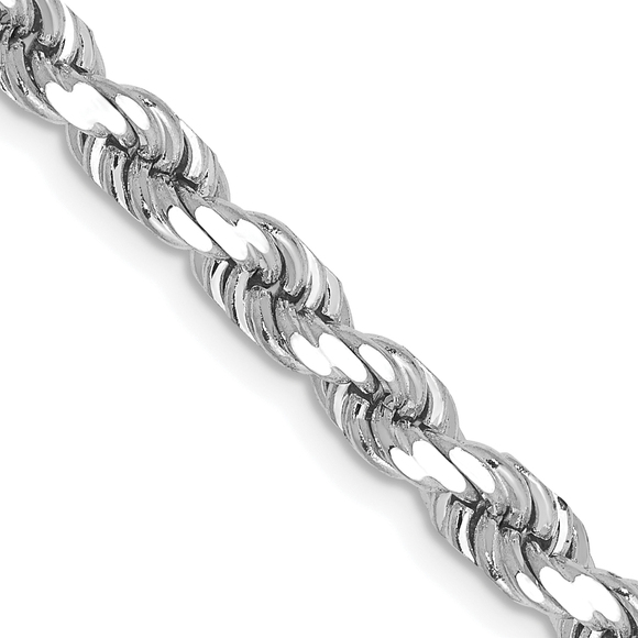 14K White Gold 4 5mm Diamond cut Rope with Lobster Clasp Chainper inch